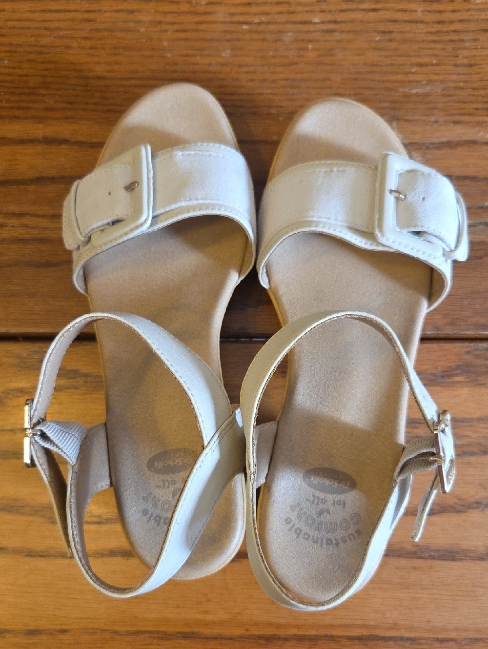 Dr Scholls Beige Buckle Ankle-Strap Sandals Women's